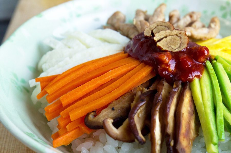 A Korean bibimbap dish, representative of the bibimbap served at Insa Dodam near Insadong, Seoul