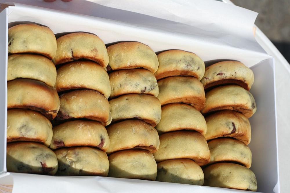 Hwangnam-ppang, Gyeongju's traditional 1939 red bean pastry stamped with a chrysanthemum pattern