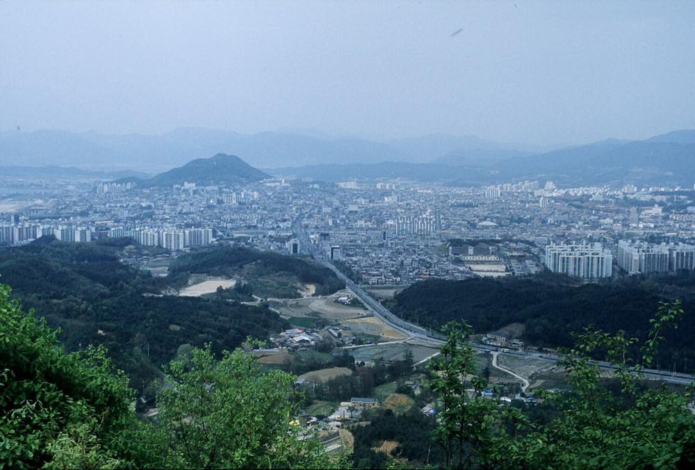 Panoramic view of Chuncheon, the Gangwon Province city near Nami Island and home of dakgalbi